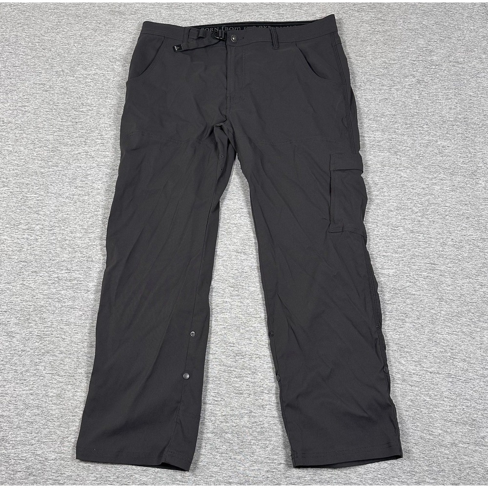 Prana Pants Mens 36x30 Gray Zion Cargo Belted Nylon Stretch Hiking Outdoors